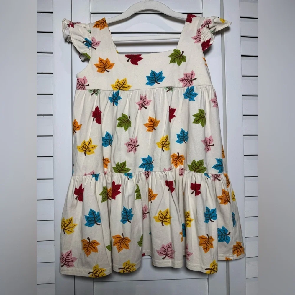 Eleanor Rose Kids Cream Dress/Tunic with Colorful Leaf Print Size 8-10